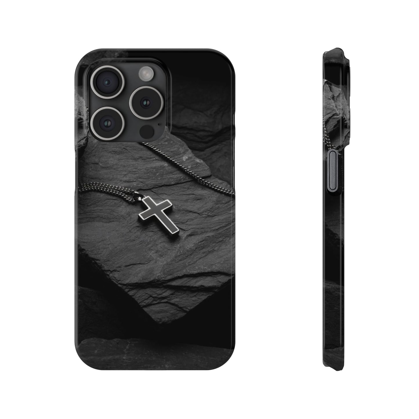 Minimalist Black Cross Slim Phone Case - Stylish & Modern Design