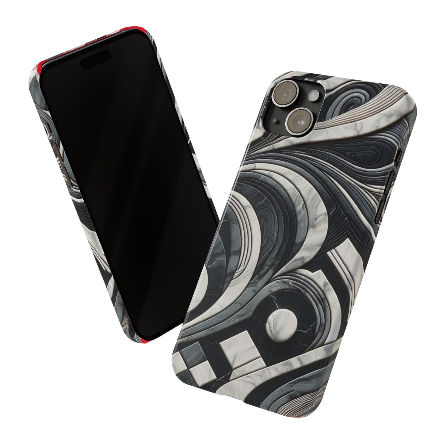 Elegant Marble Slim Phone Case - Stylish Black & White Design