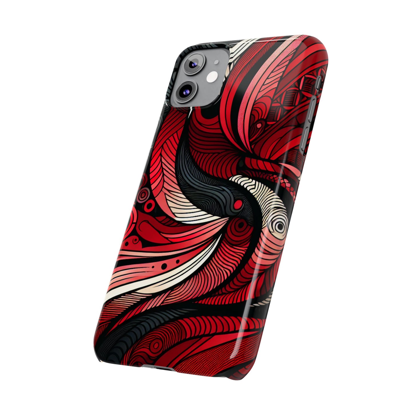 Artistic Red Swirl Slim Phone Case - Trendy Design for Stylish Protection