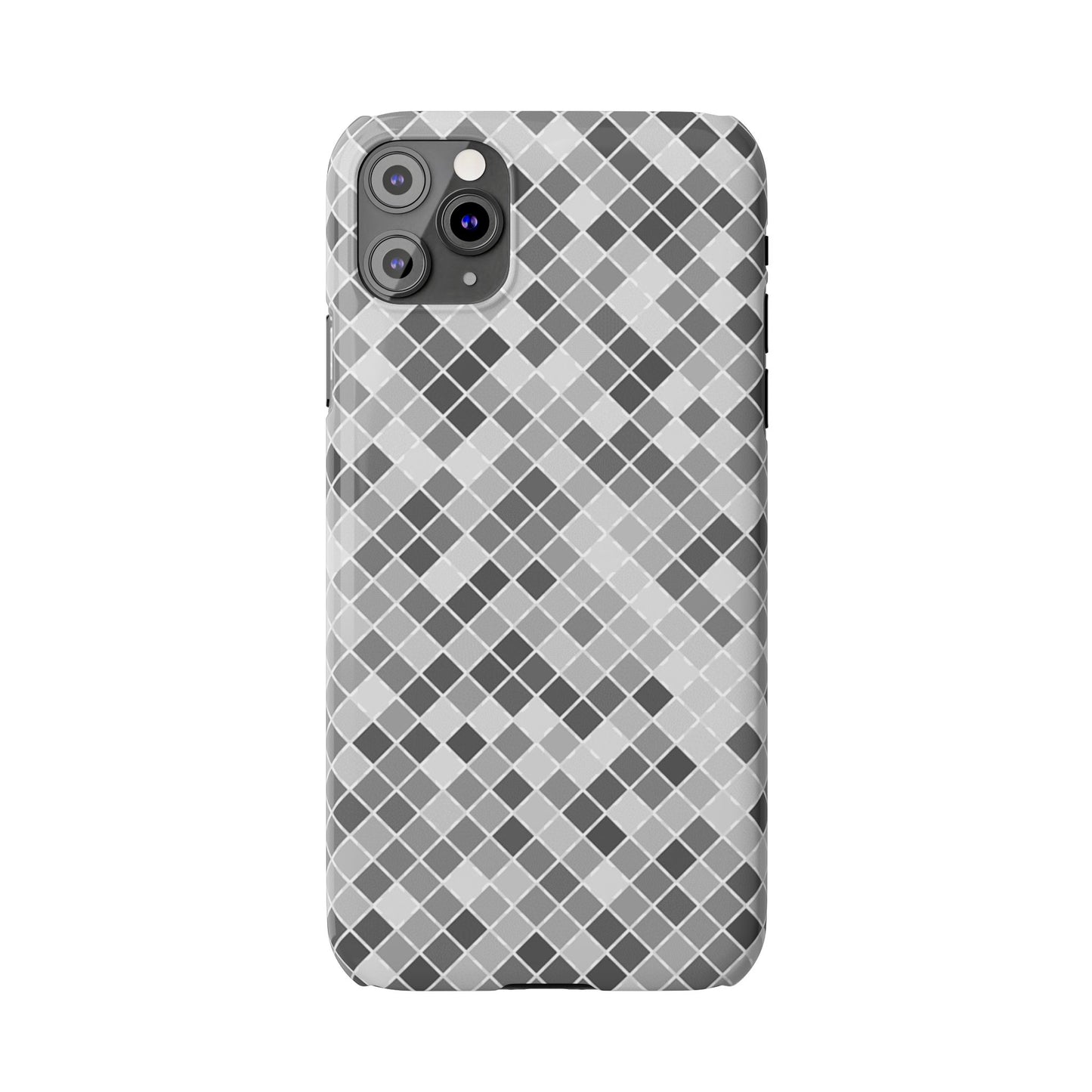 Chic Grey Mosaic Slim Phone Case - Stylish Protection for Modern Lifestyle