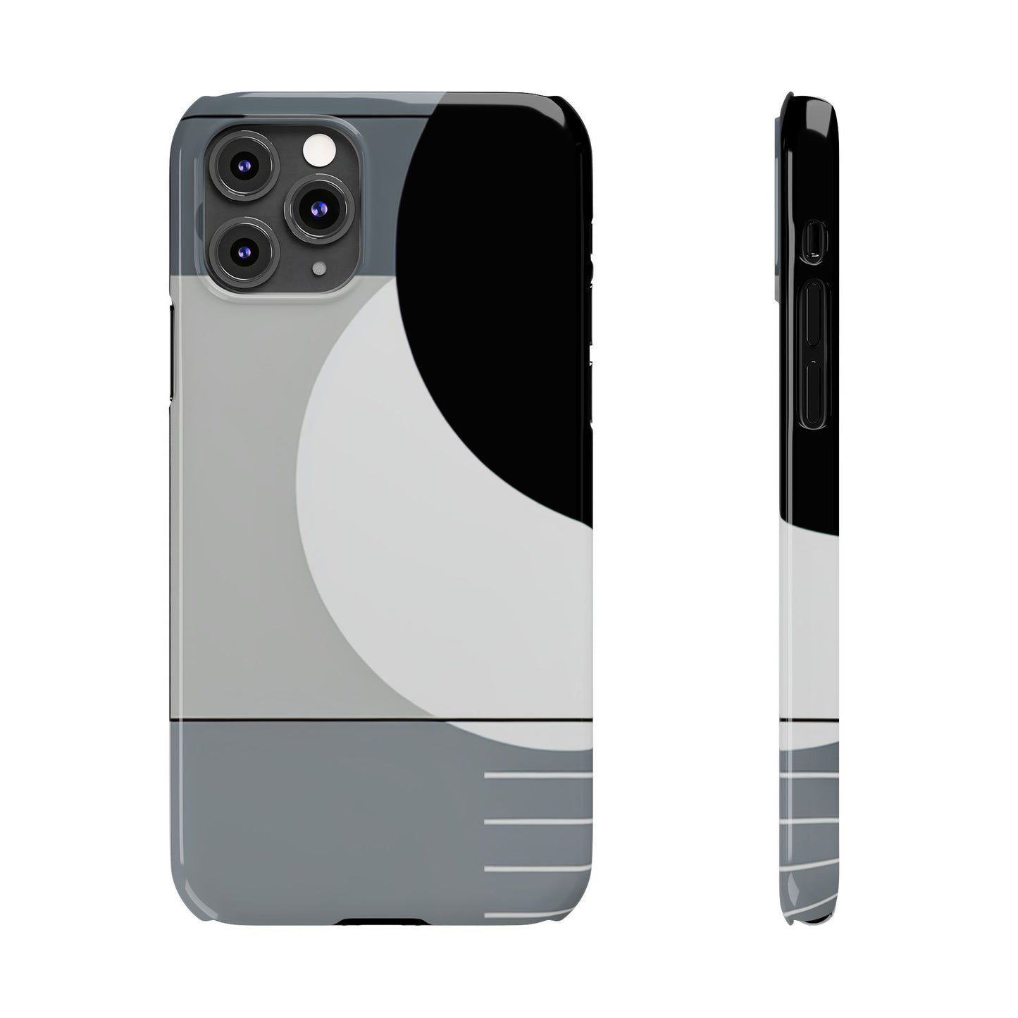 Minimalist Abstract Slim Phone Case - Modern Black and Gray Design