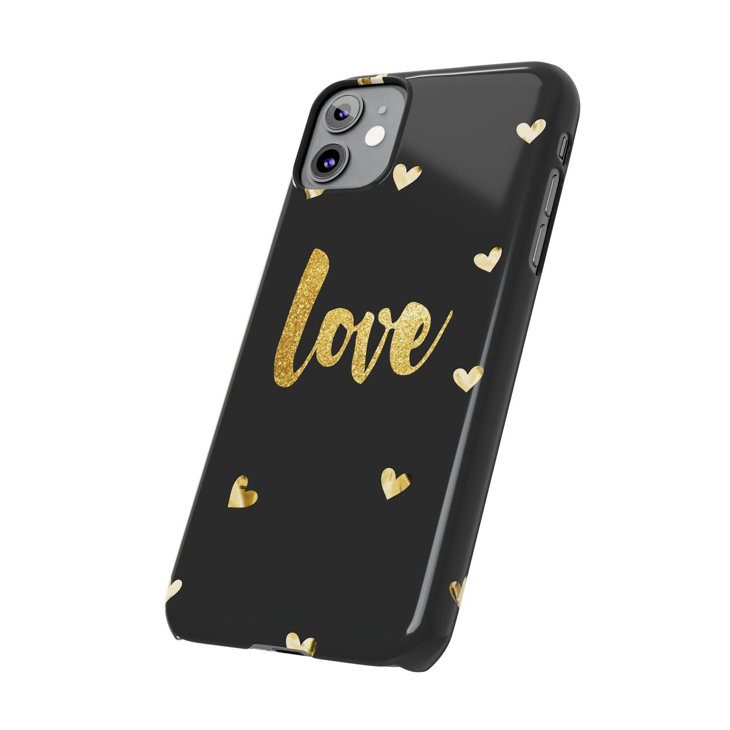 Glitter Love Slim Phone Case - Stylish Black Love Design