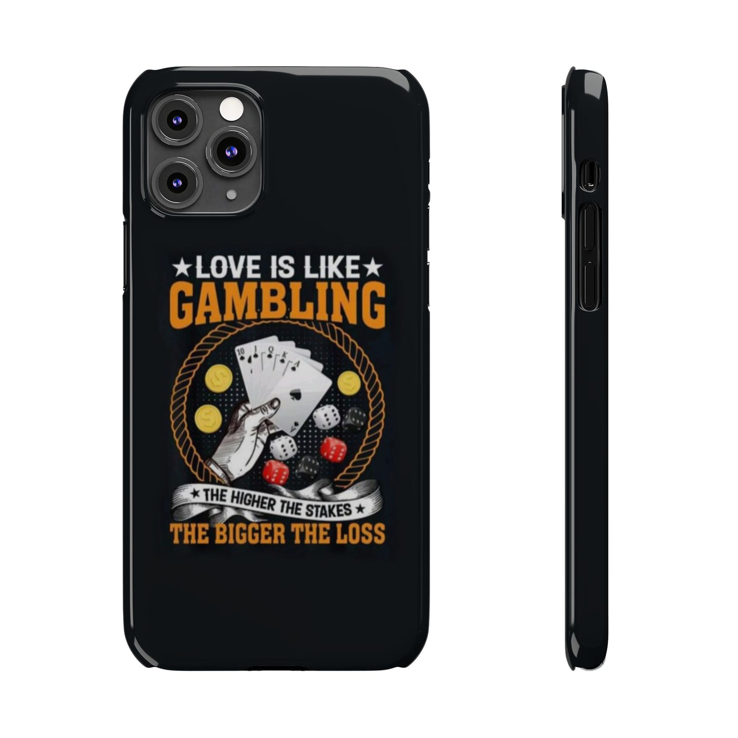 Gambling-Themed Slim Phone Case - 'Love is Like Gambling' Design