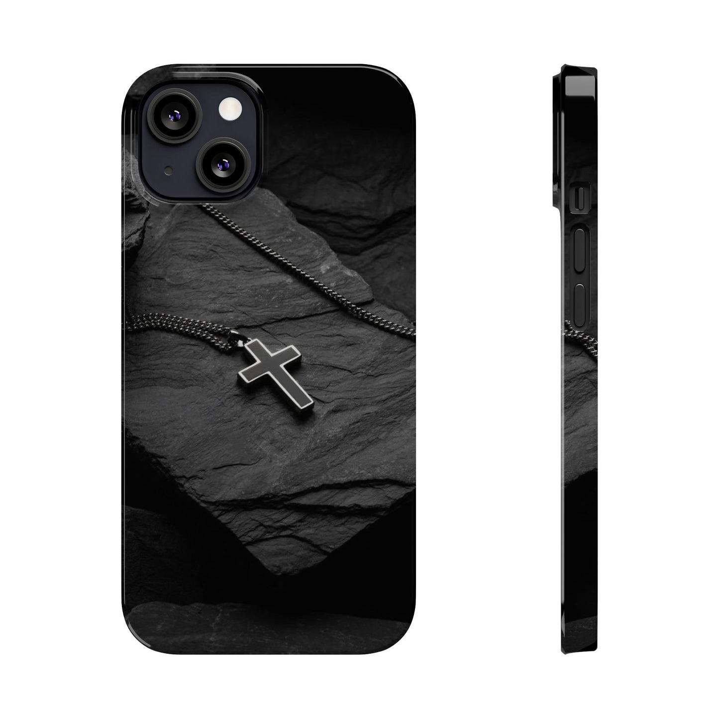 Minimalist Black Cross Slim Phone Case - Stylish & Modern Design