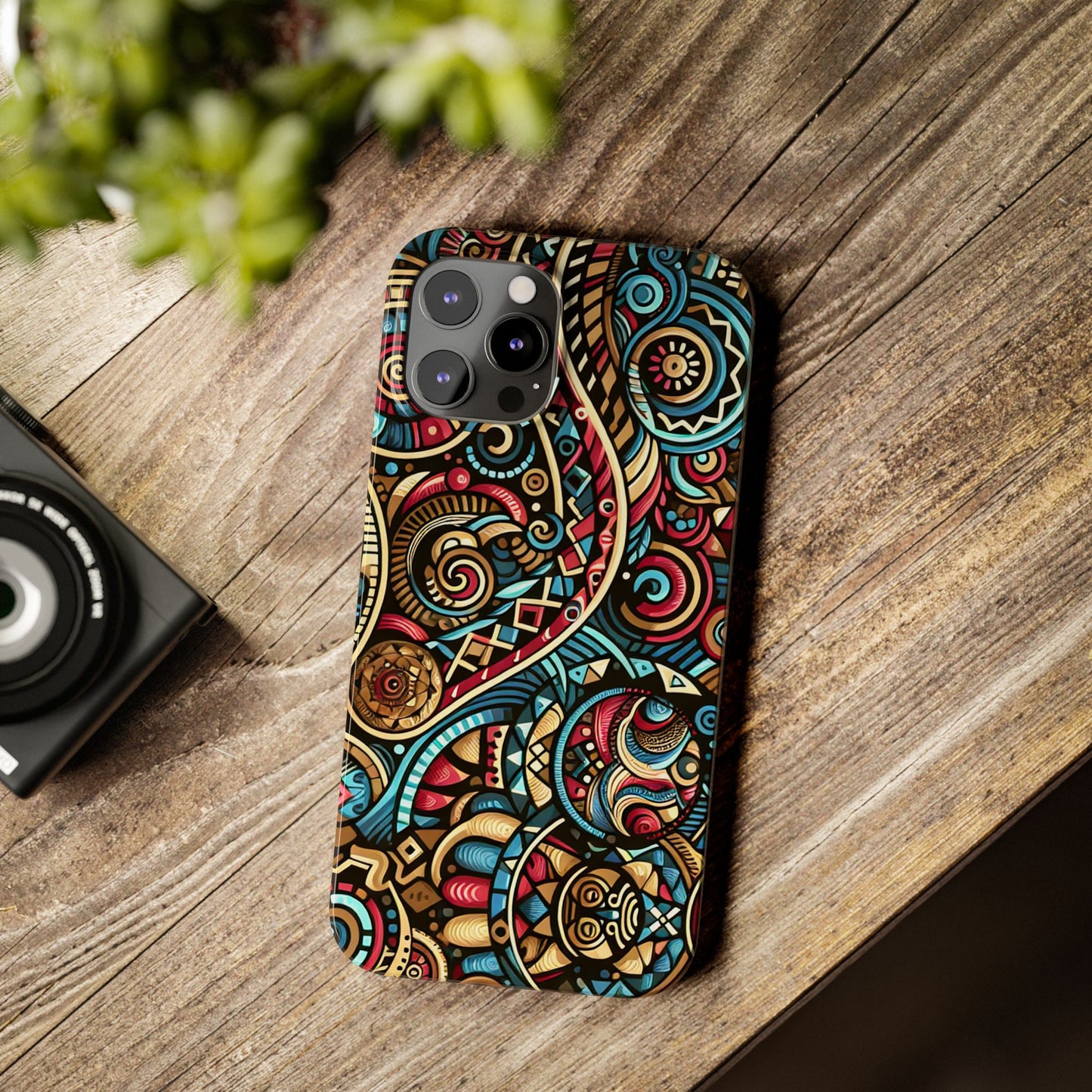 Vibrant Bohemian Slim Phone Case - Artistic Swirl Design