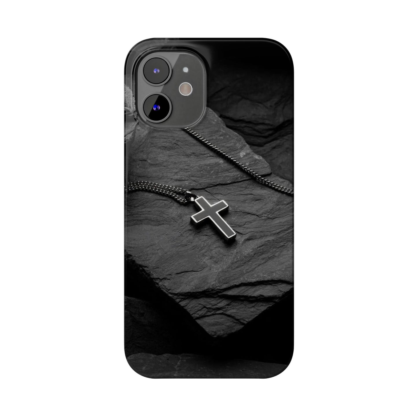 Minimalist Black Cross Slim Phone Case - Stylish & Modern Design