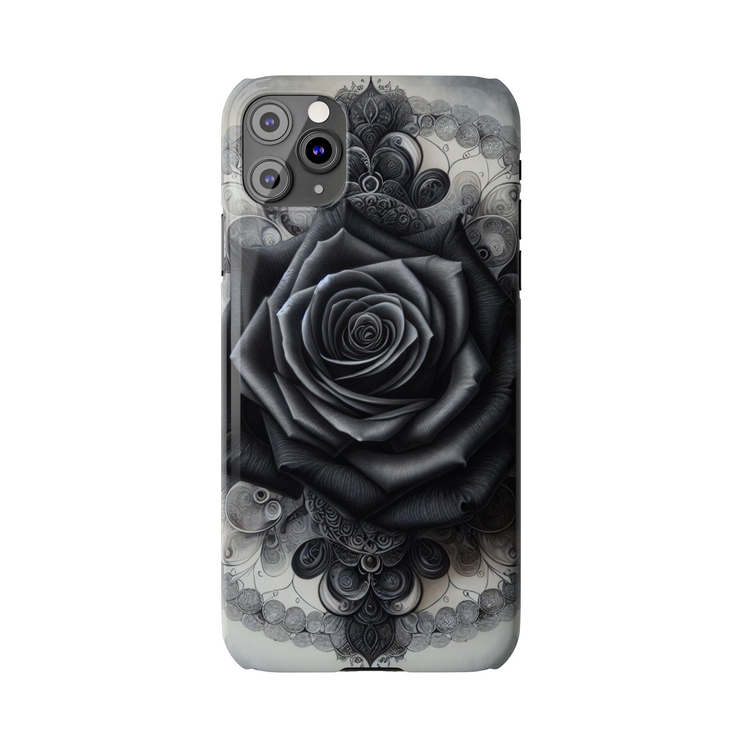 Elegant Black Rose Slim Phone Case for Stylish Protection