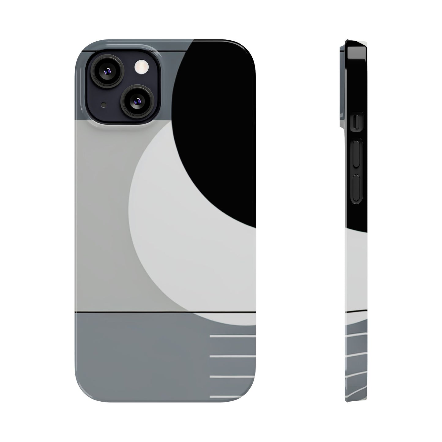 Minimalist Abstract Slim Phone Case - Modern Black and Gray Design