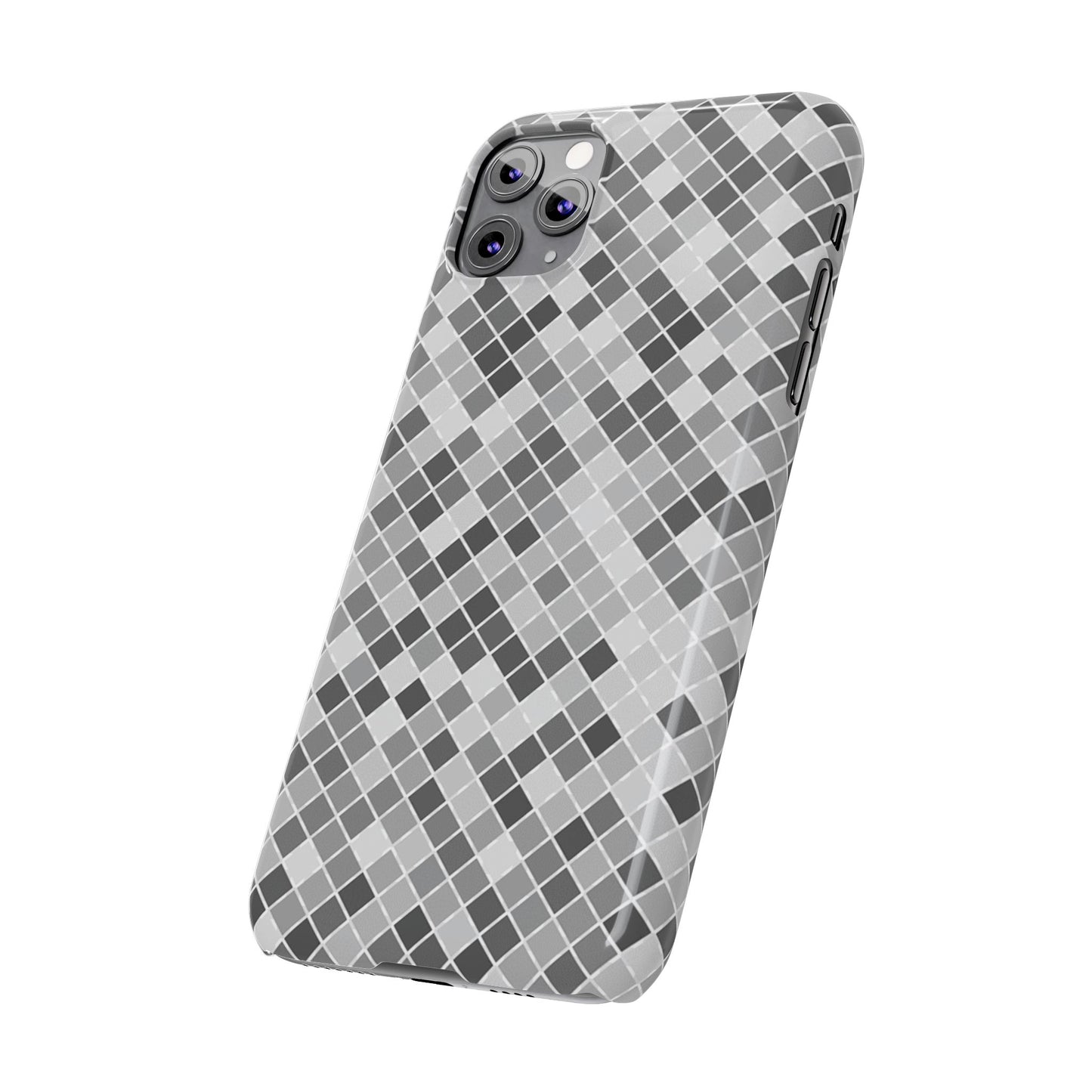 Chic Grey Mosaic Slim Phone Case - Stylish Protection for Modern Lifestyle