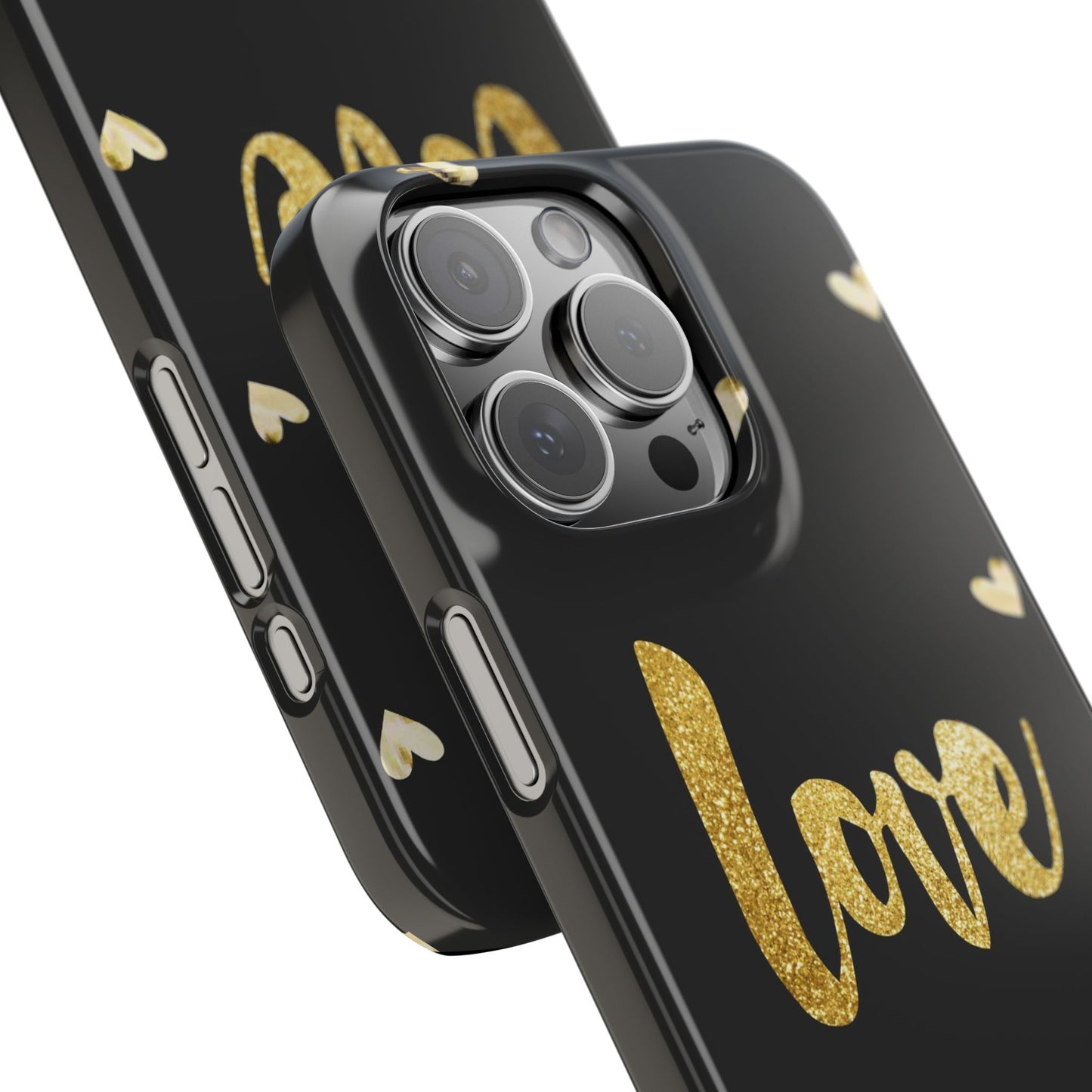 Glitter Love Slim Phone Case - Stylish Black Love Design