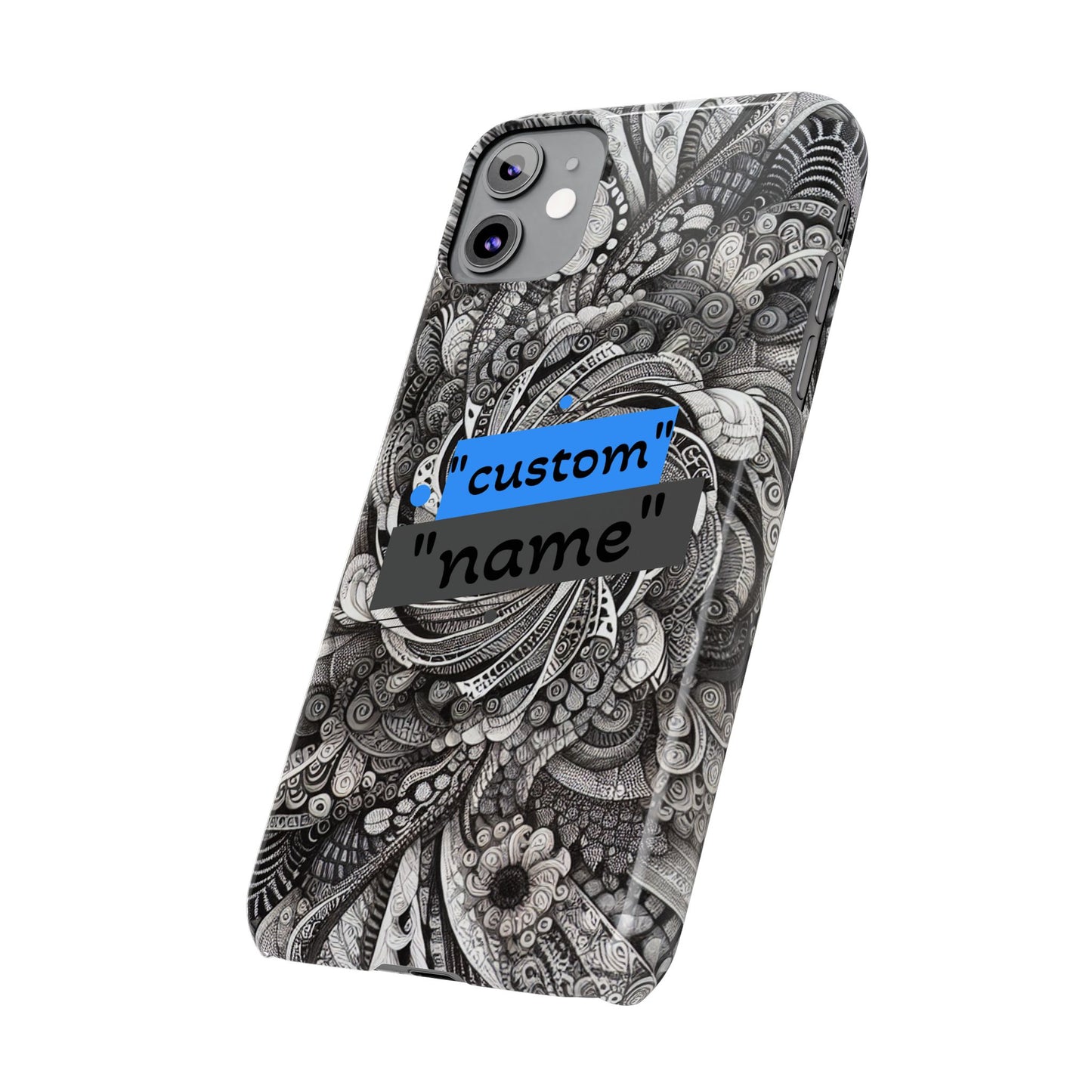 Customizable Slim Phone Cases - Personalized Black Swirl Design