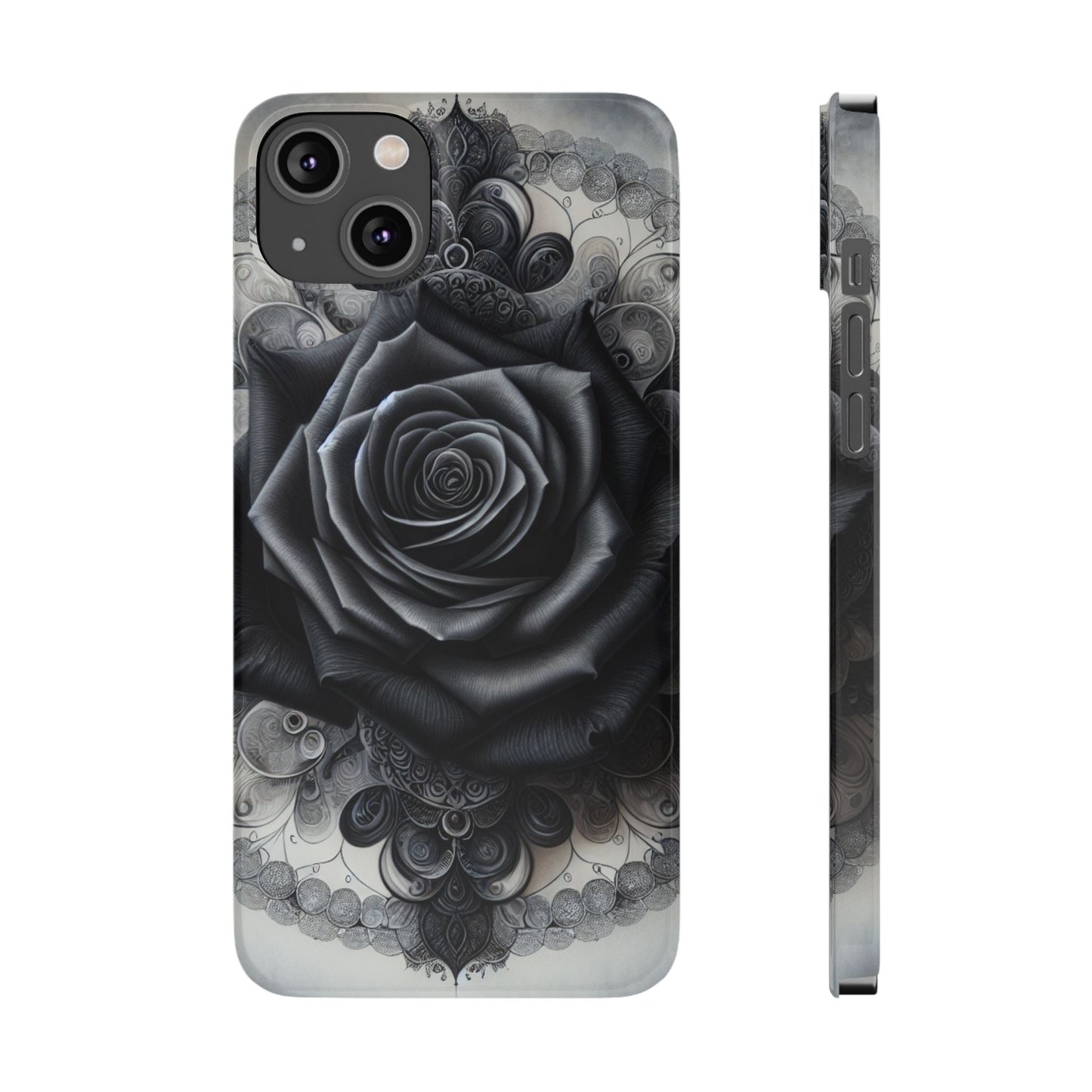 Elegant Black Rose Slim Phone Case for Stylish Protection