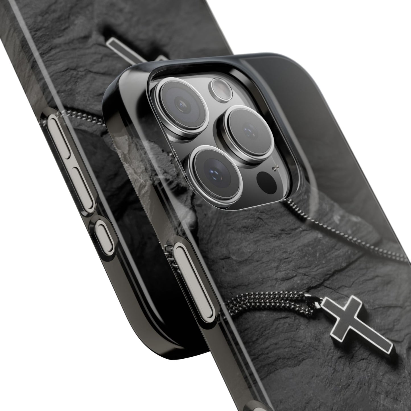 Minimalist Black Cross Slim Phone Case - Stylish & Modern Design