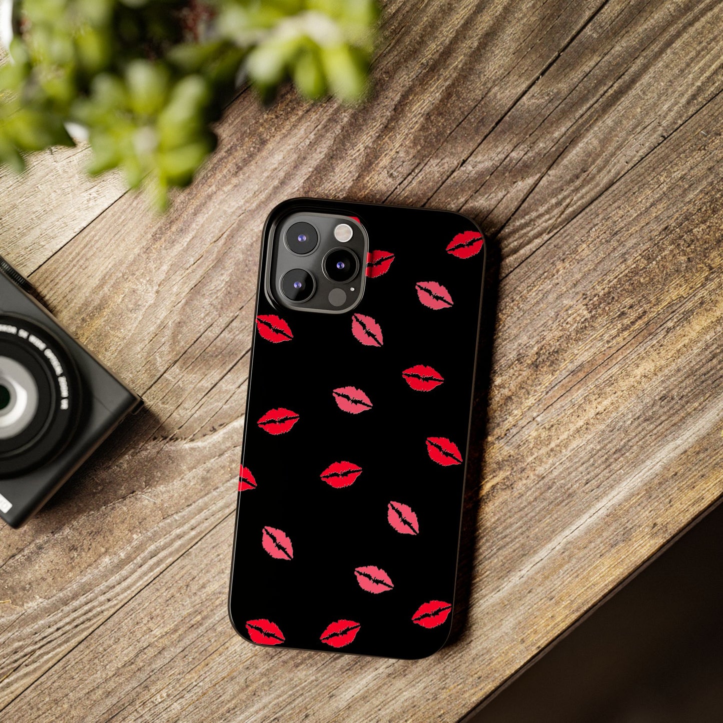 Kiss Mark Slim Phone Case - Chic Lip Print Design for Fashion Lovers