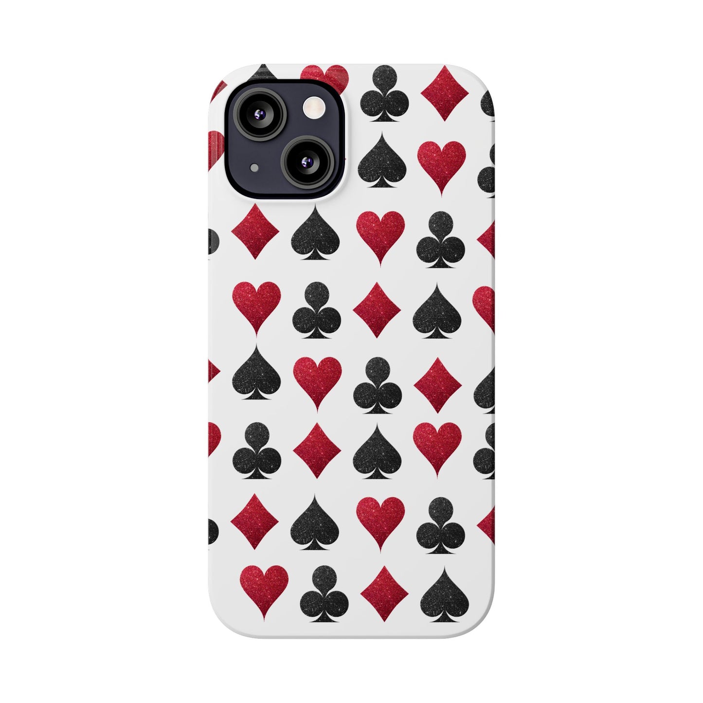 Stylish Playing Card Slim Phone Case - Red & Black Design