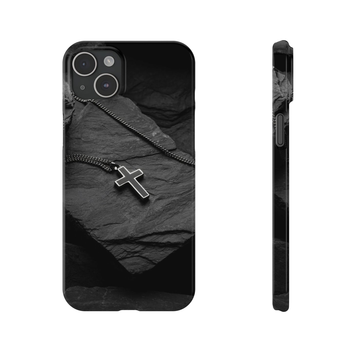 Minimalist Black Cross Slim Phone Case - Stylish & Modern Design