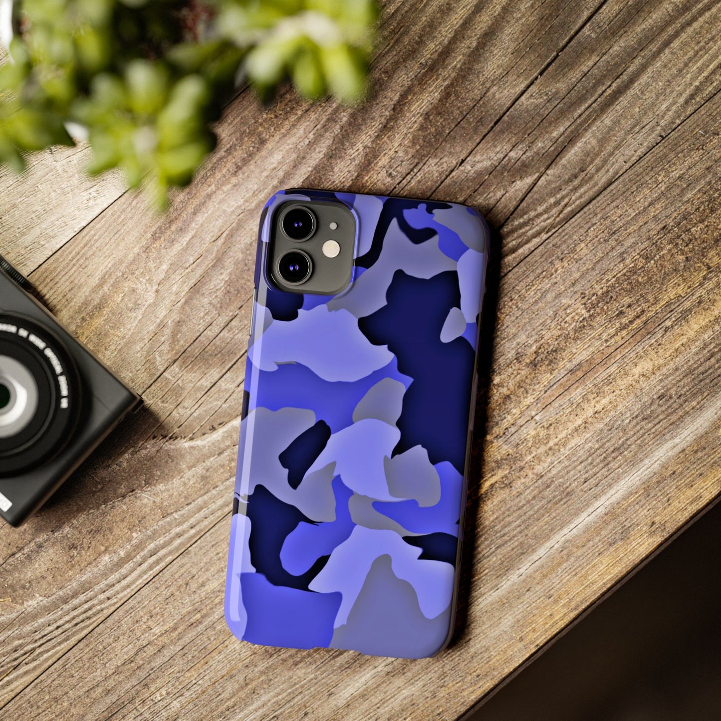 Stylish Slim Phone Case - Blue Abstract Camo Design for Trendsetters