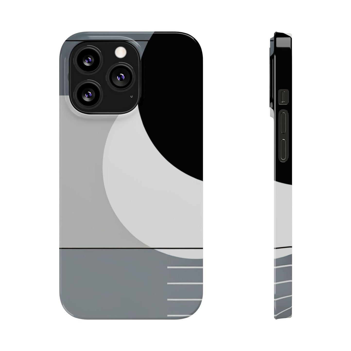 Minimalist Abstract Slim Phone Case - Modern Black and Gray Design