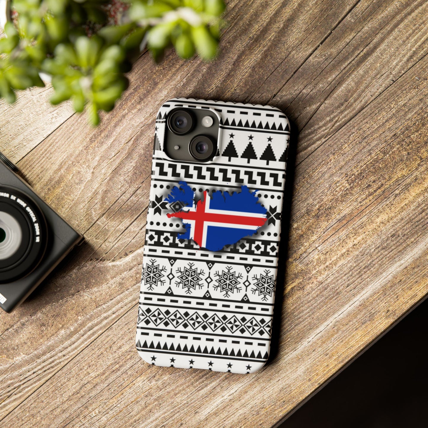 Icelandic Knit Pattern Slim Phone Case | Holiday Gift for Travelers