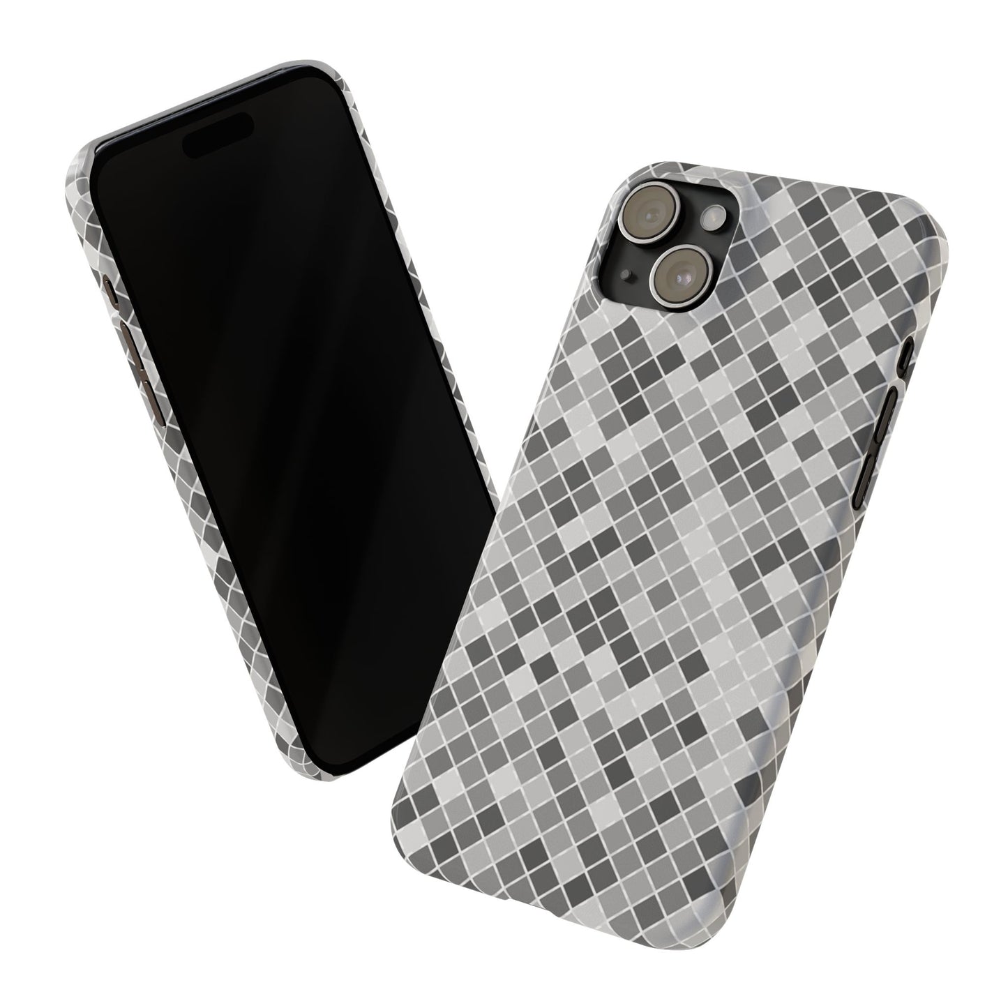 Chic Grey Mosaic Slim Phone Case - Stylish Protection for Modern Lifestyle