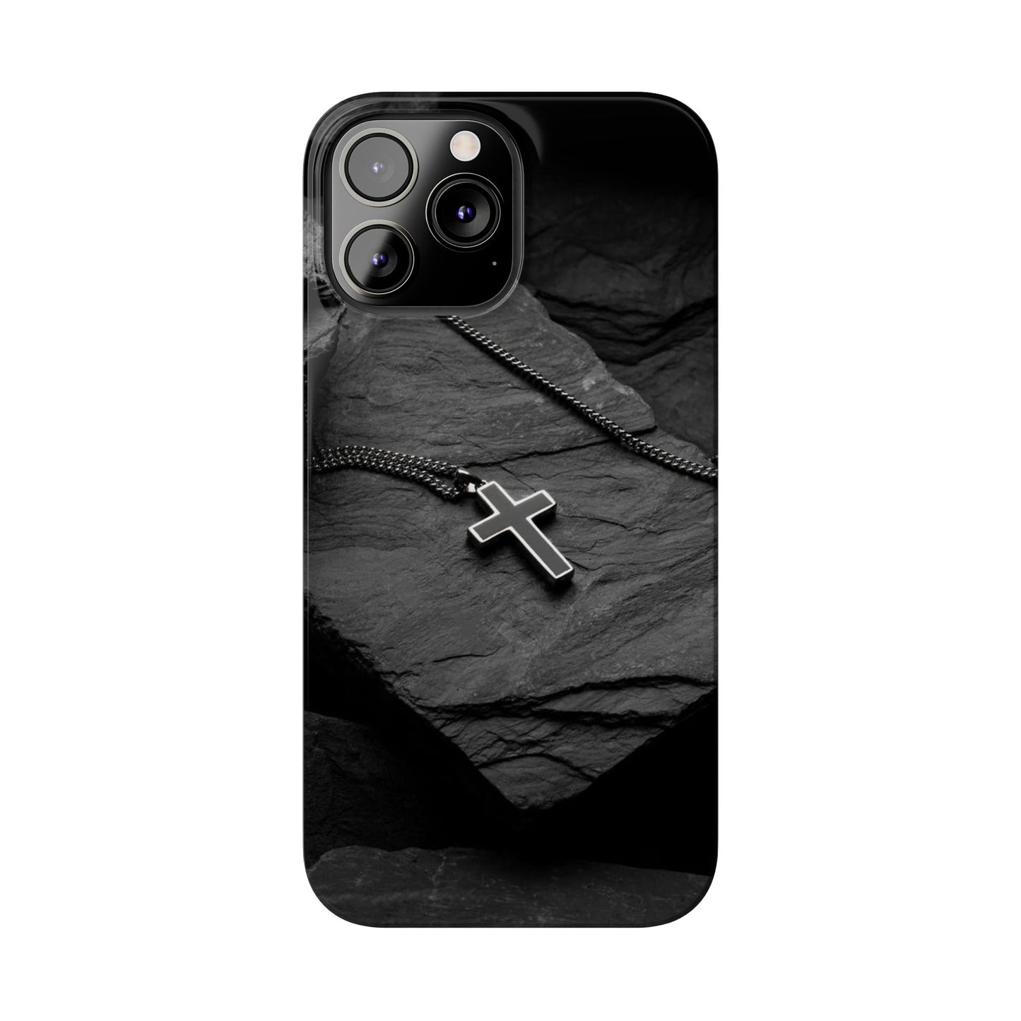 Minimalist Black Cross Slim Phone Case - Stylish & Modern Design