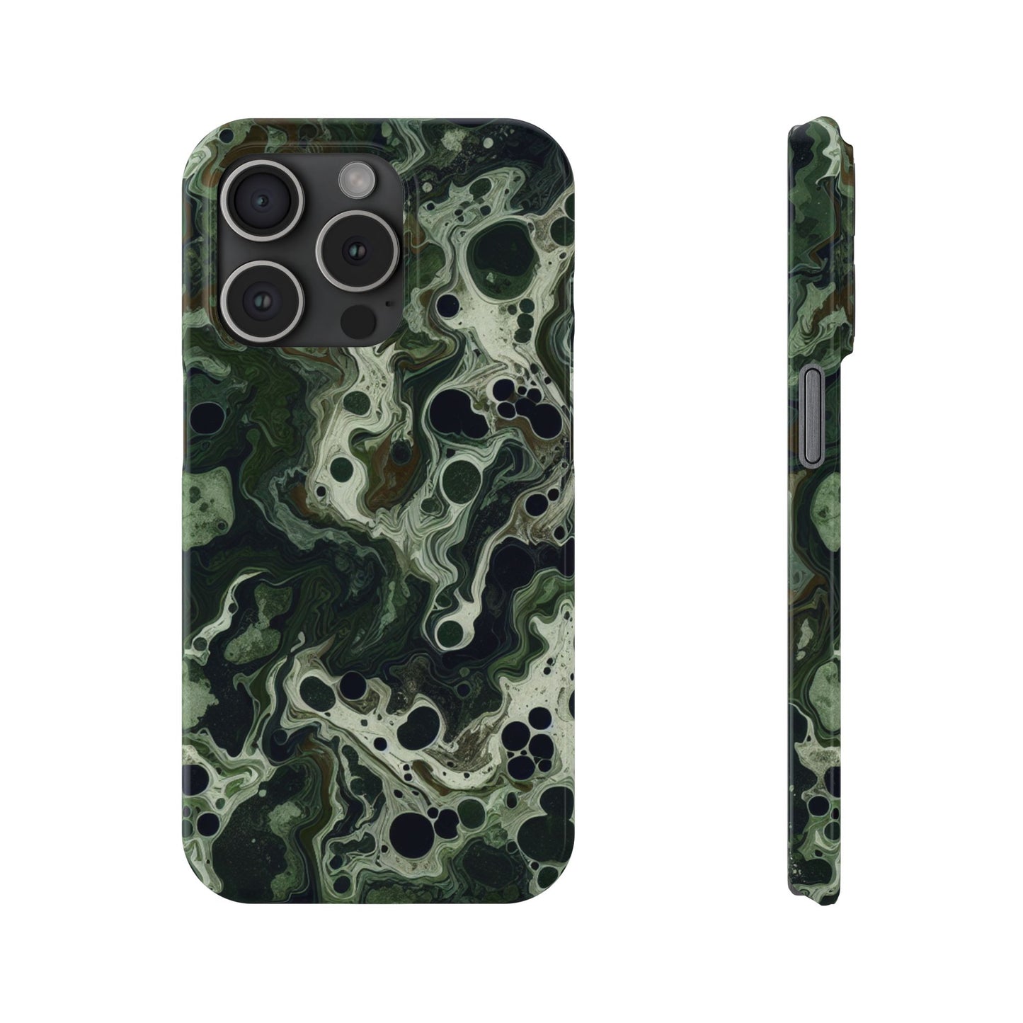 Marbled Green Slim Phone Case - Stylish Protection for Nature Lovers