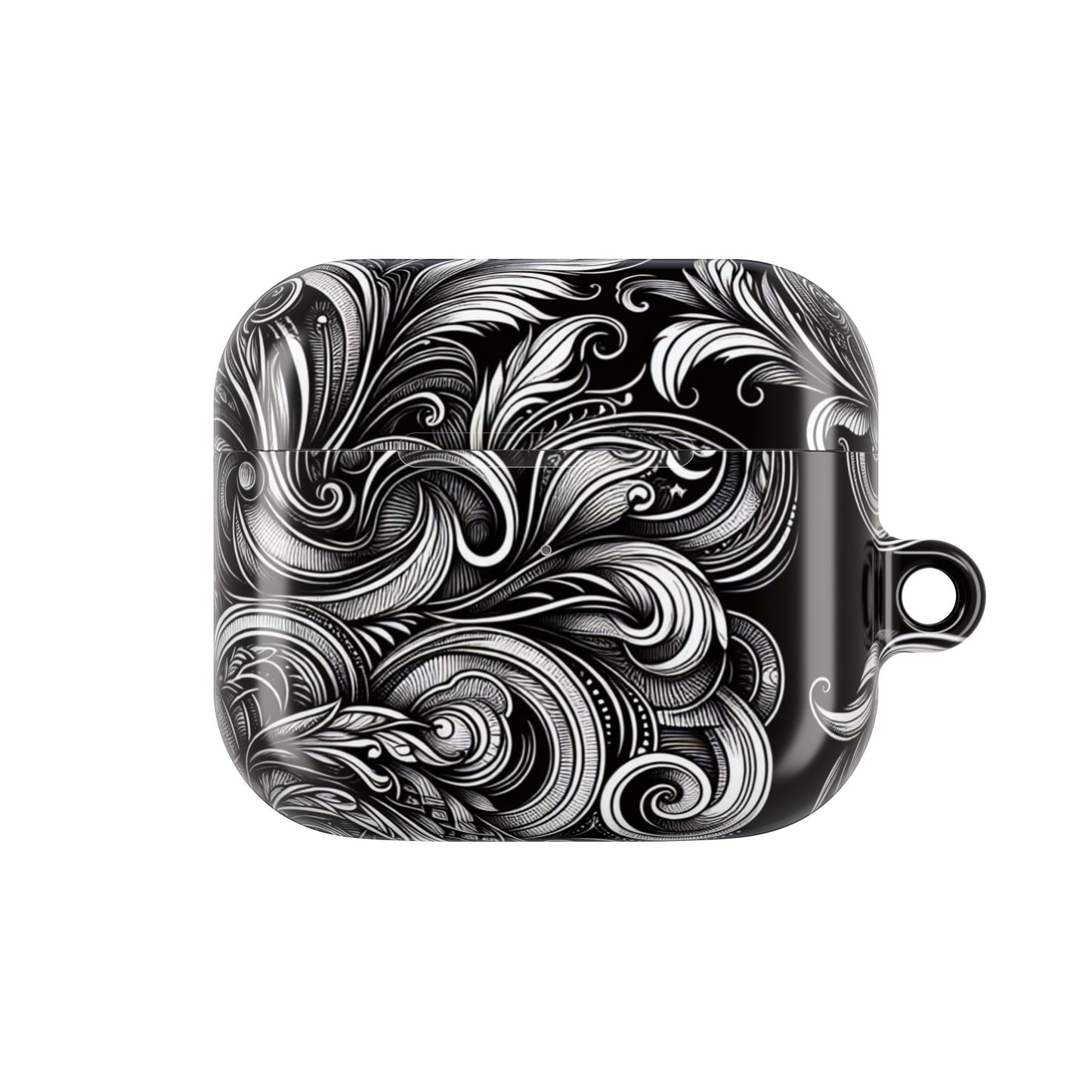 Artistic Black AirPod Case – Stylish Protection with Swirling Pattern