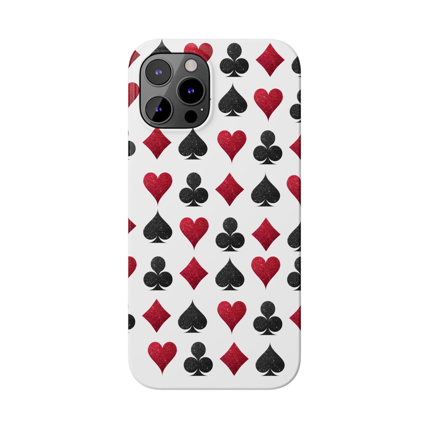 Stylish Playing Card Slim Phone Case - Red & Black Design