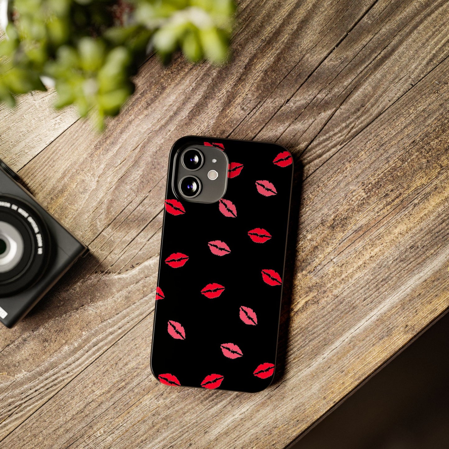 Kiss Mark Slim Phone Case - Chic Lip Print Design for Fashion Lovers