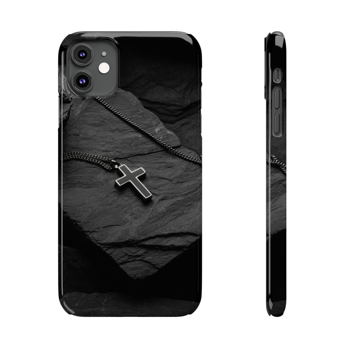 Minimalist Black Cross Slim Phone Case - Stylish & Modern Design