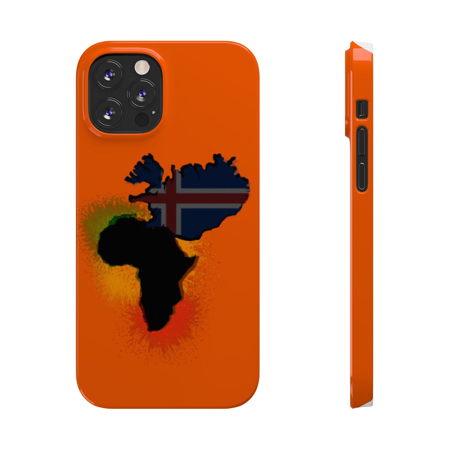 Bold African Map Slim Phone Case with Icelandic Flag