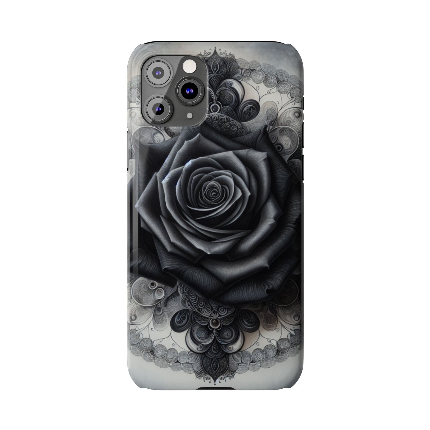 Elegant Black Rose Slim Phone Case for Stylish Protection