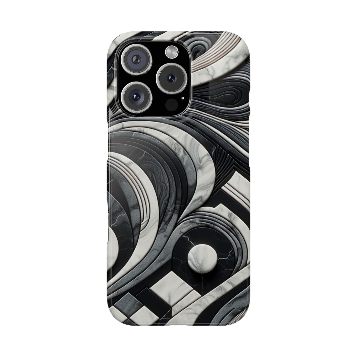 Elegant Marble Slim Phone Case - Stylish Black & White Design