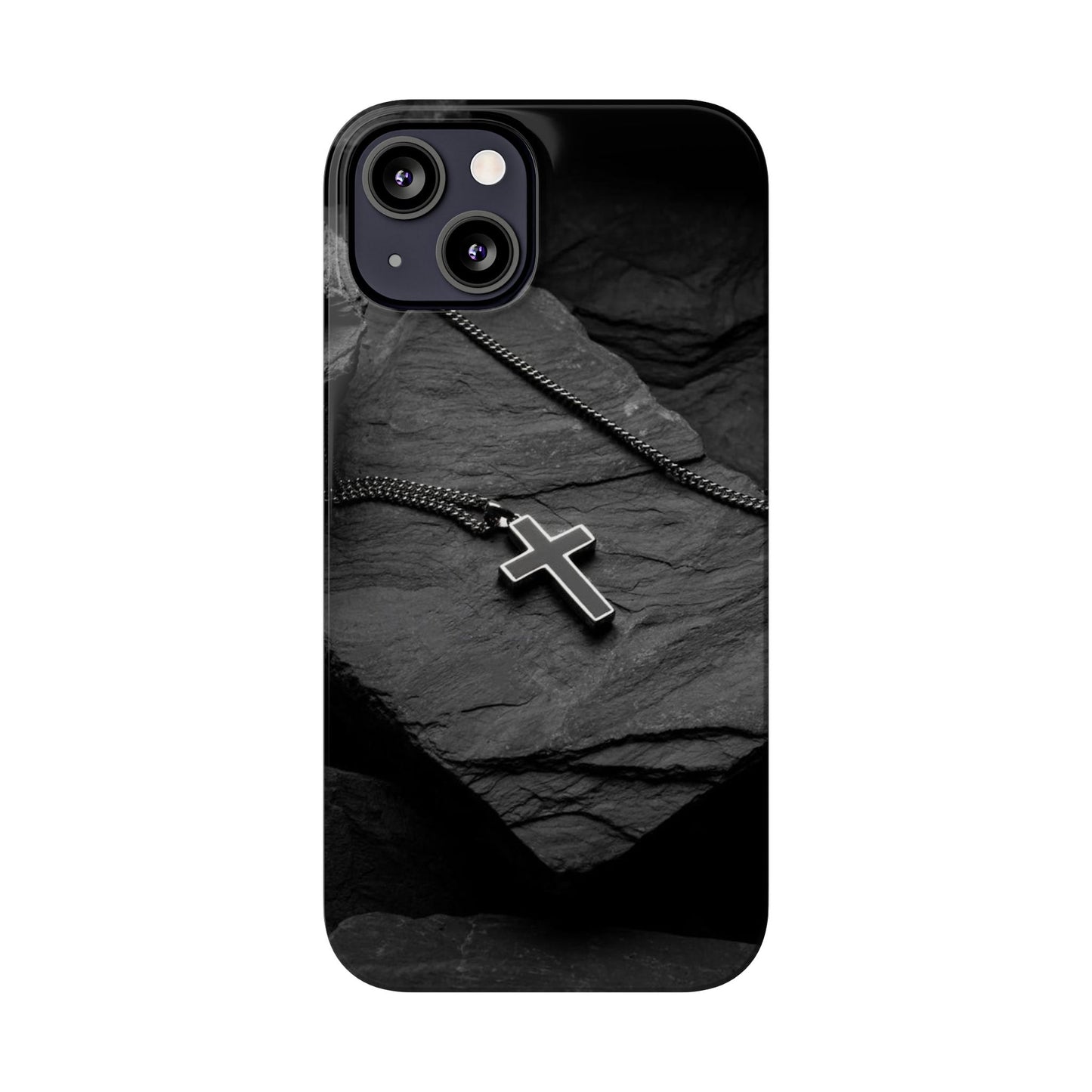 Minimalist Black Cross Slim Phone Case - Stylish & Modern Design