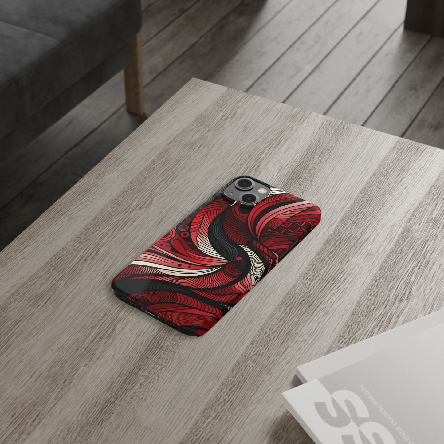 Artistic Red Swirl Slim Phone Case - Trendy Design for Stylish Protection