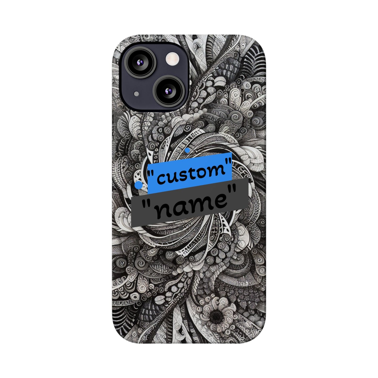 Customizable Slim Phone Cases - Personalized Black Swirl Design