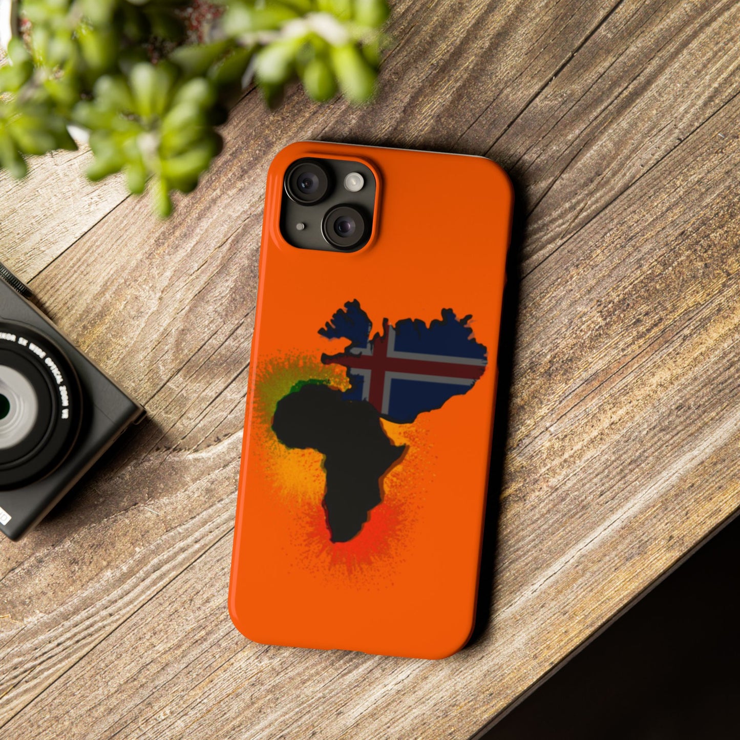 Bold African Map Slim Phone Case with Icelandic Flag