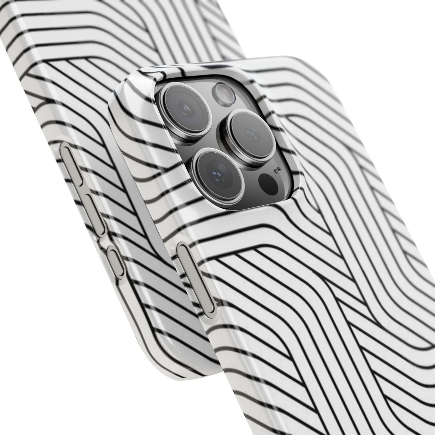 Stylish Geometric Slim Phone Case - Sleek Black and White Design for Minimalist Aesthetics