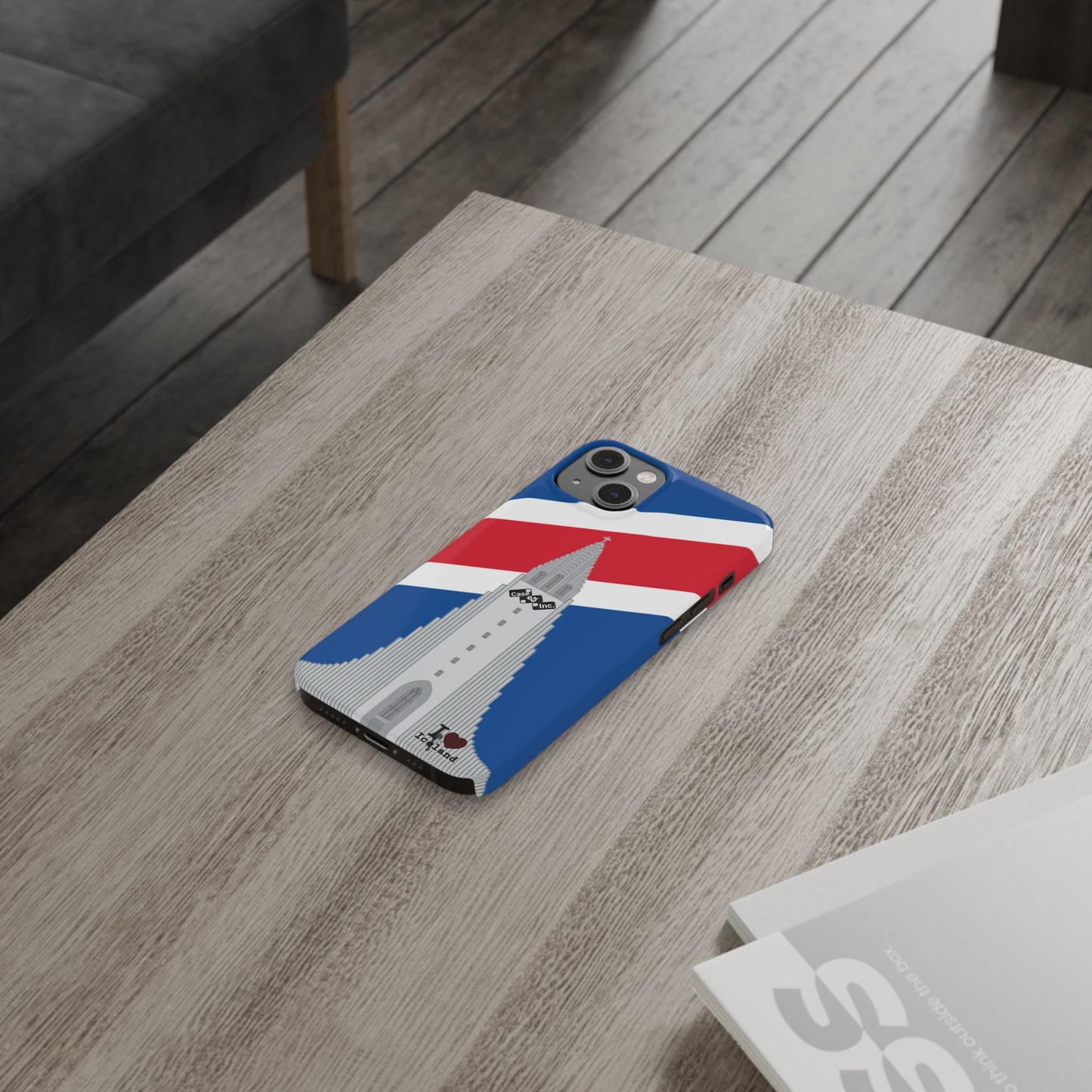 I Love Iceland Slim Phone Case - Colorful Reykjavík Landmark Design