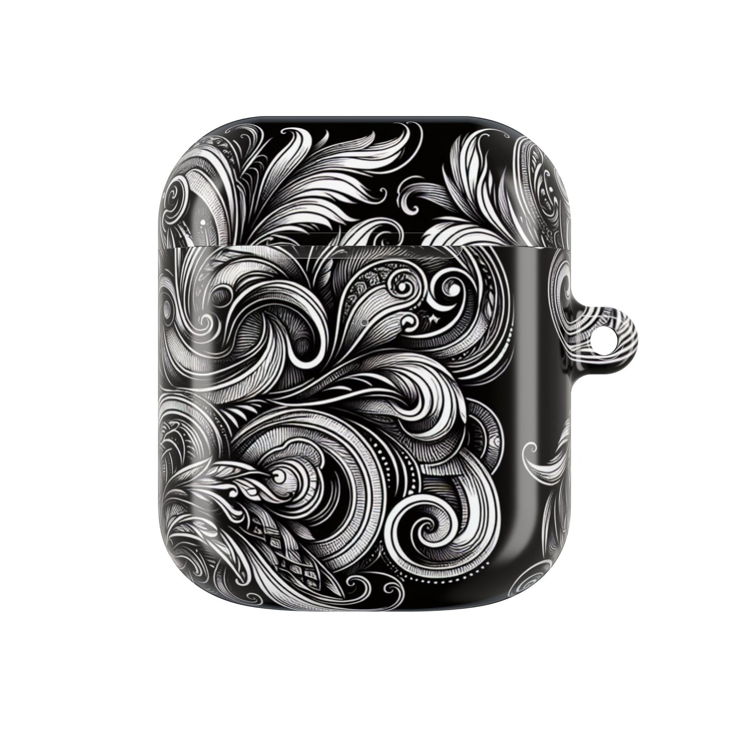 Artistic Black AirPod Case – Stylish Protection with Swirling Pattern