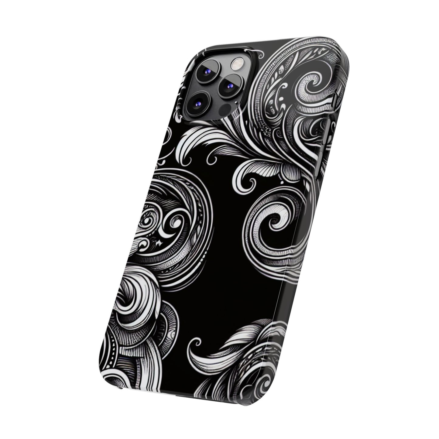 Elegant Black Swirl Slim Phone Case - Artistic Design for All Occasions