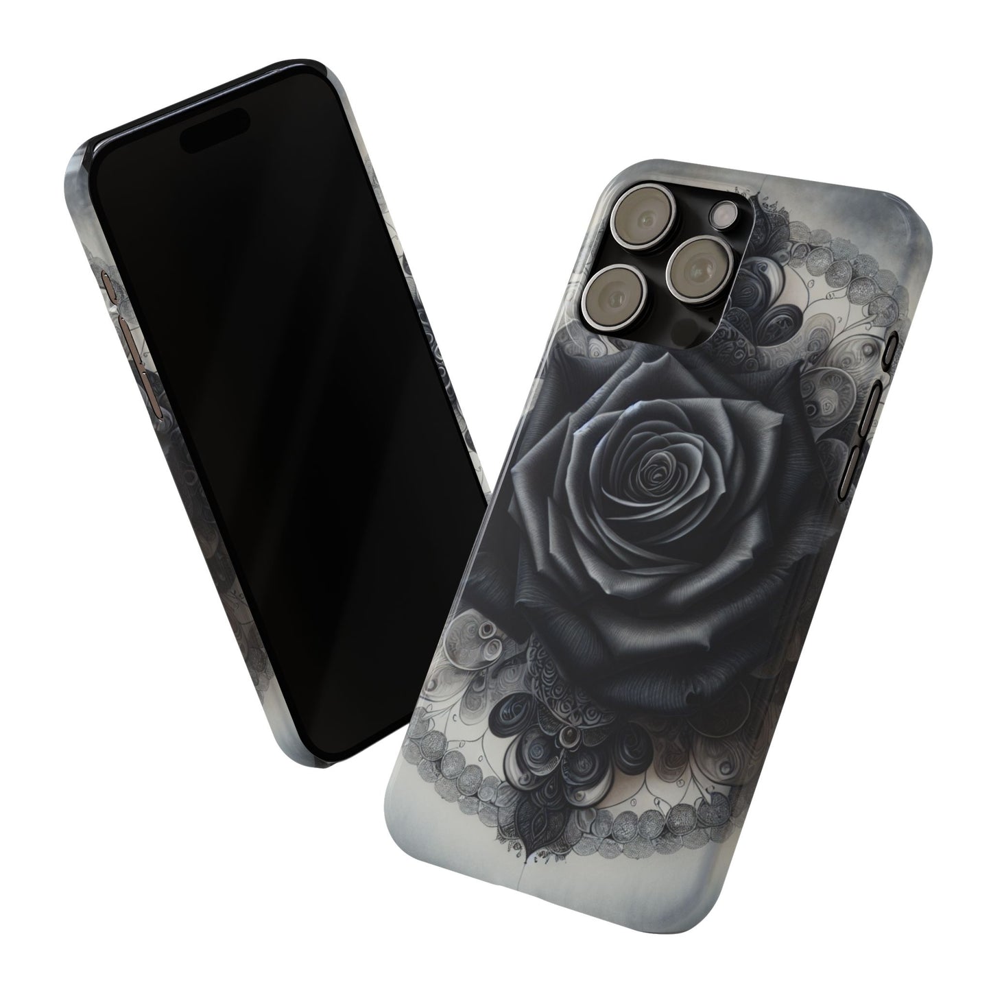 Elegant Black Rose Slim Phone Case for Stylish Protection