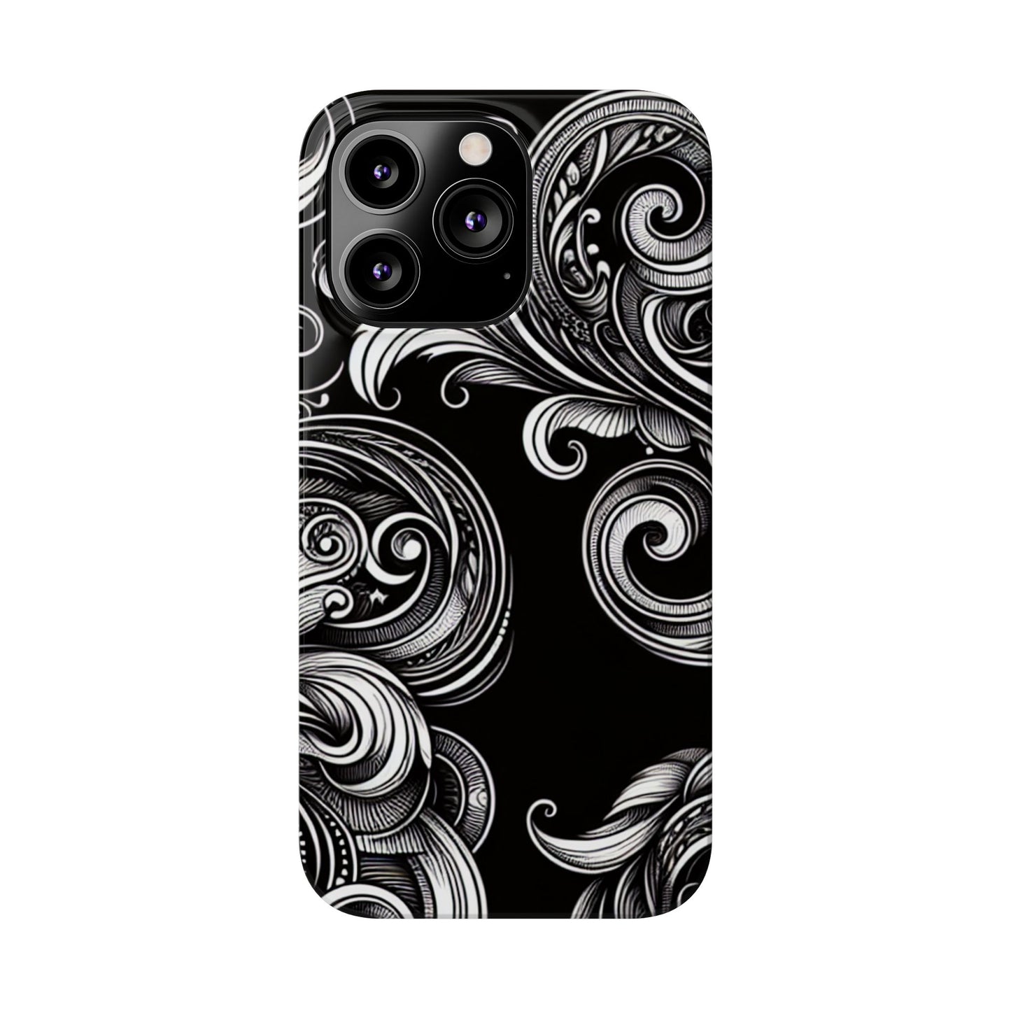 Elegant Black Swirl Slim Phone Case - Artistic Design for All Occasions