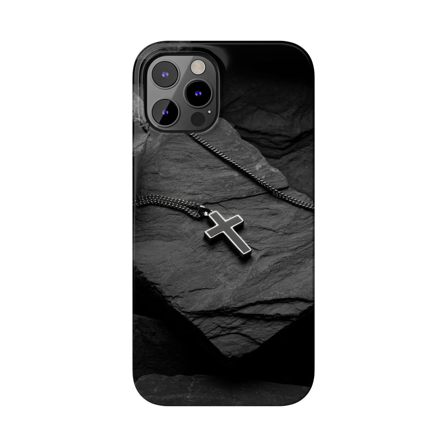 Minimalist Black Cross Slim Phone Case - Stylish & Modern Design