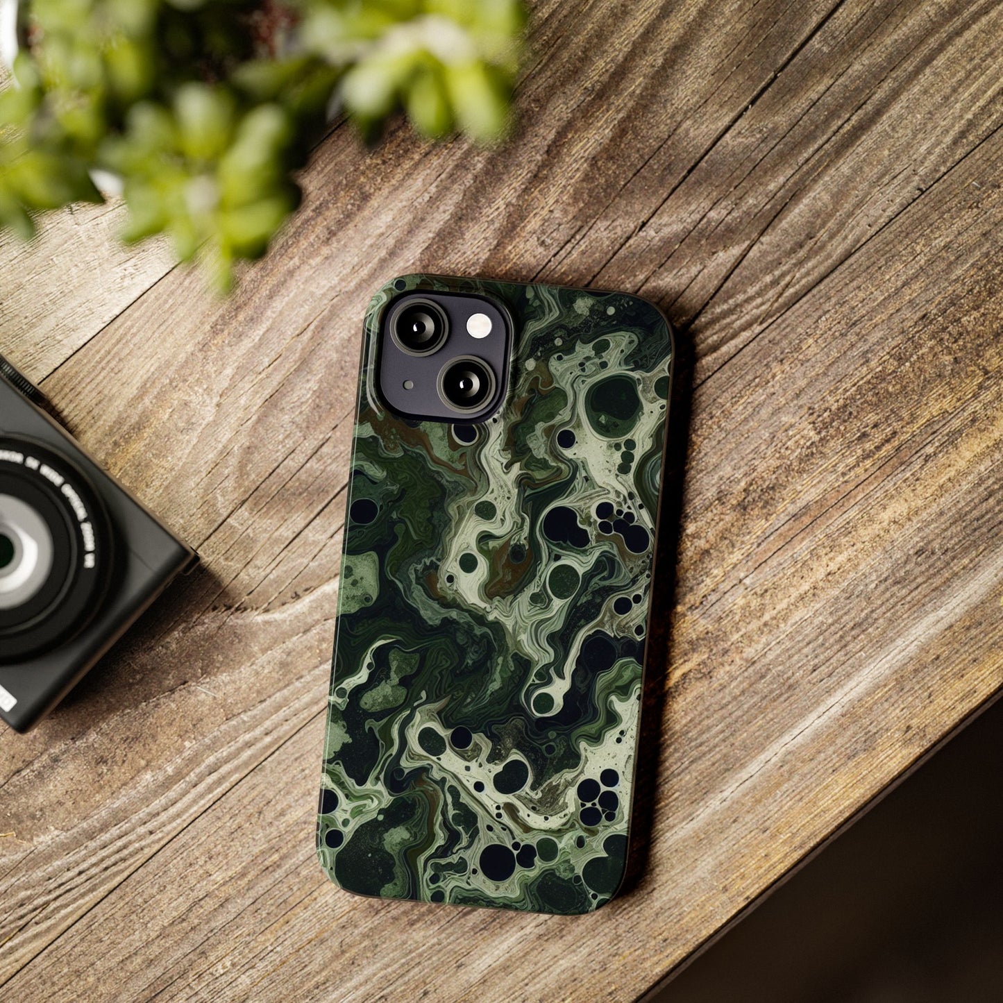 Marbled Green Slim Phone Case - Stylish Protection for Nature Lovers