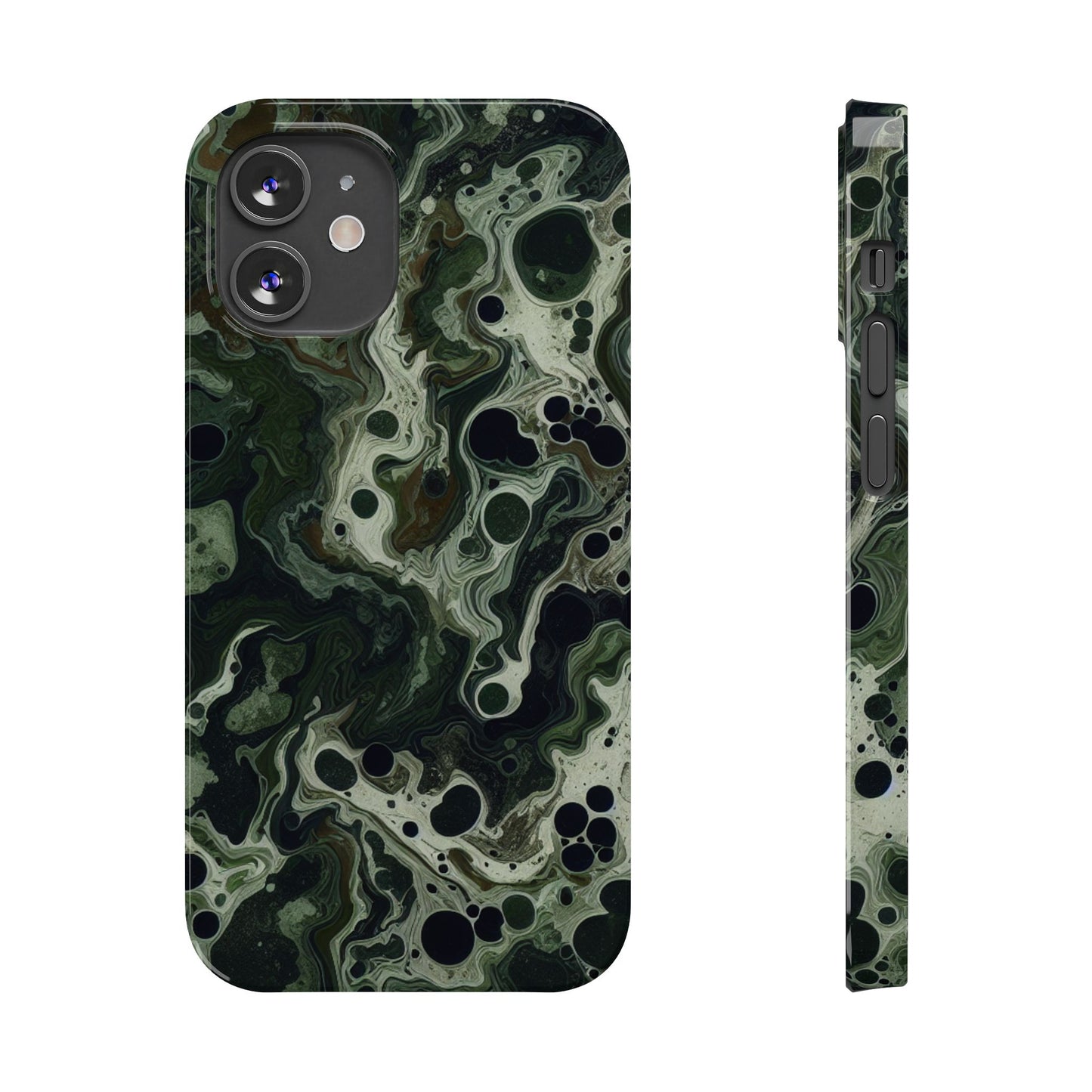 Marbled Green Slim Phone Case - Stylish Protection for Nature Lovers