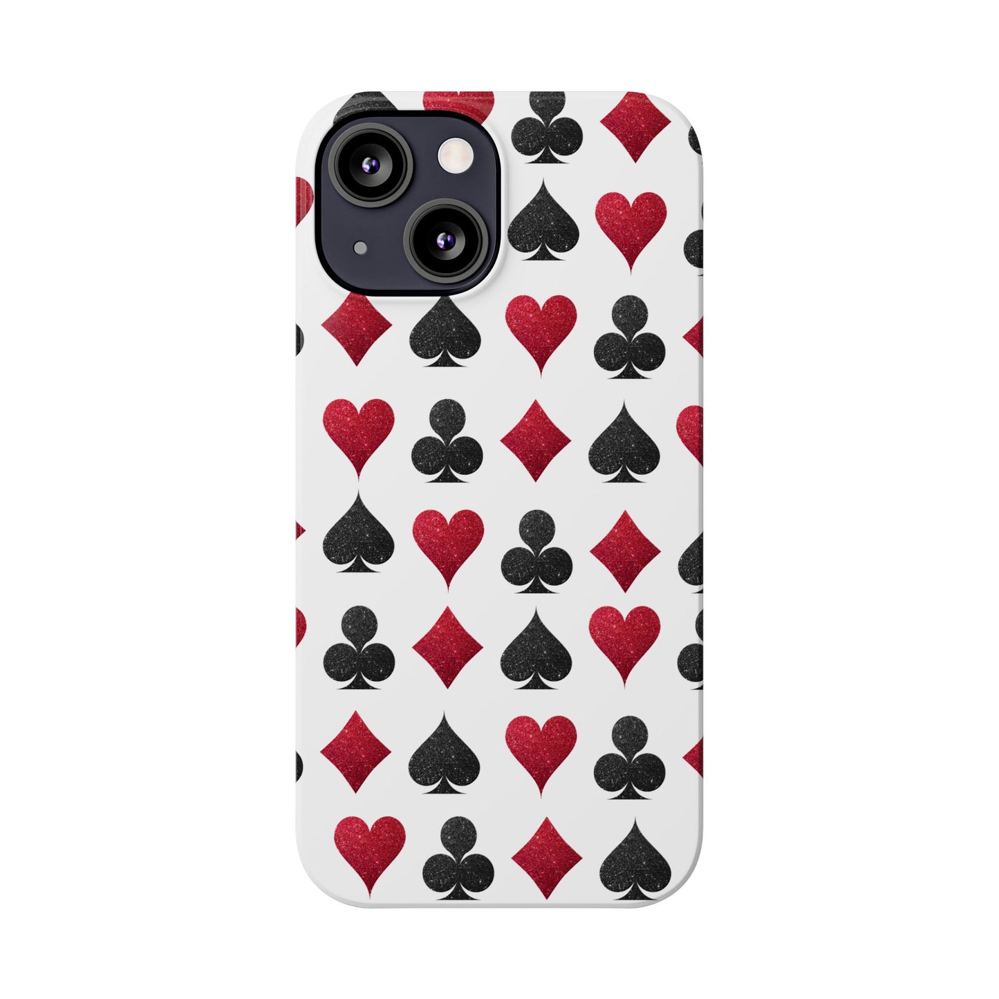 Stylish Playing Card Slim Phone Case - Red & Black Design