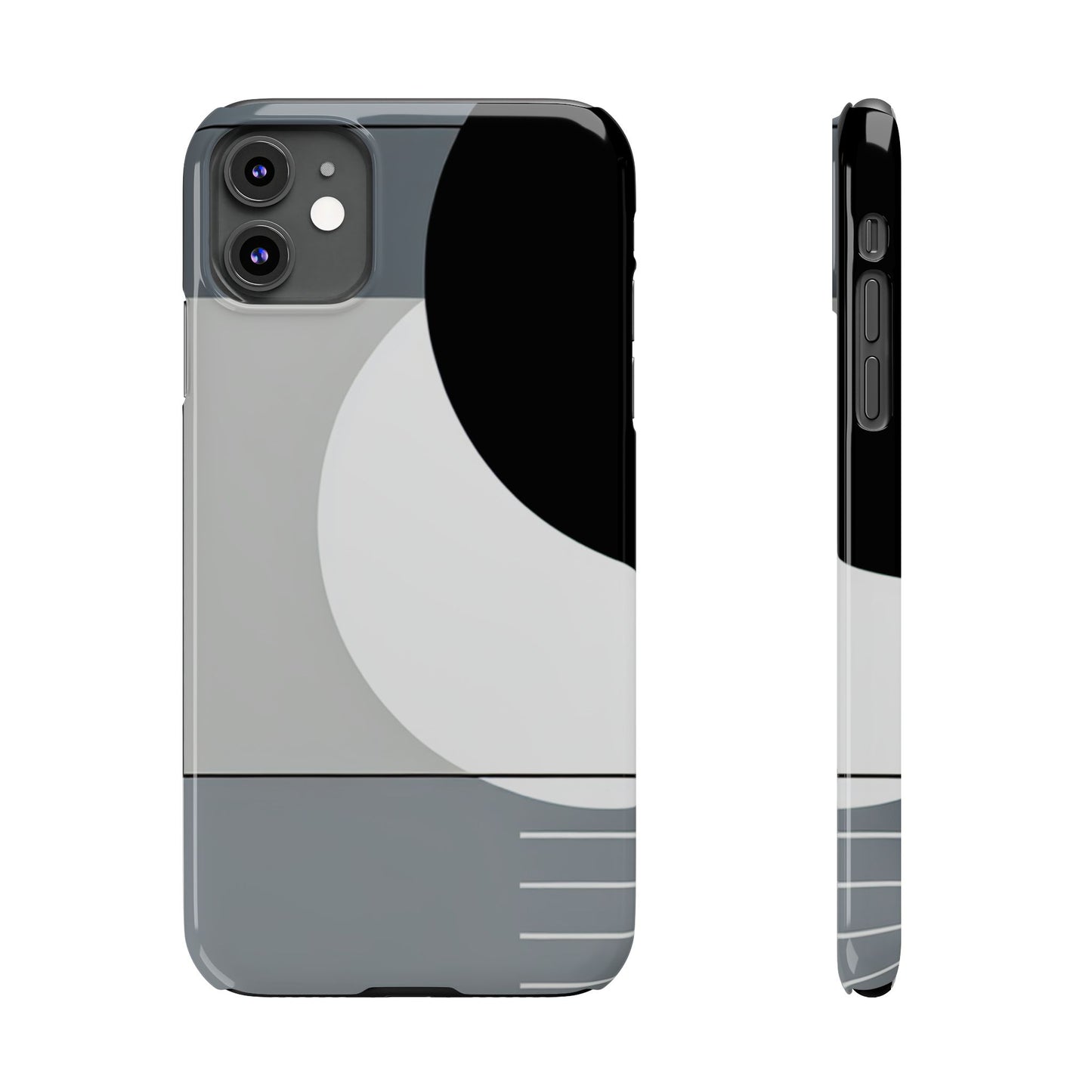 Minimalist Abstract Slim Phone Case - Modern Black and Gray Design