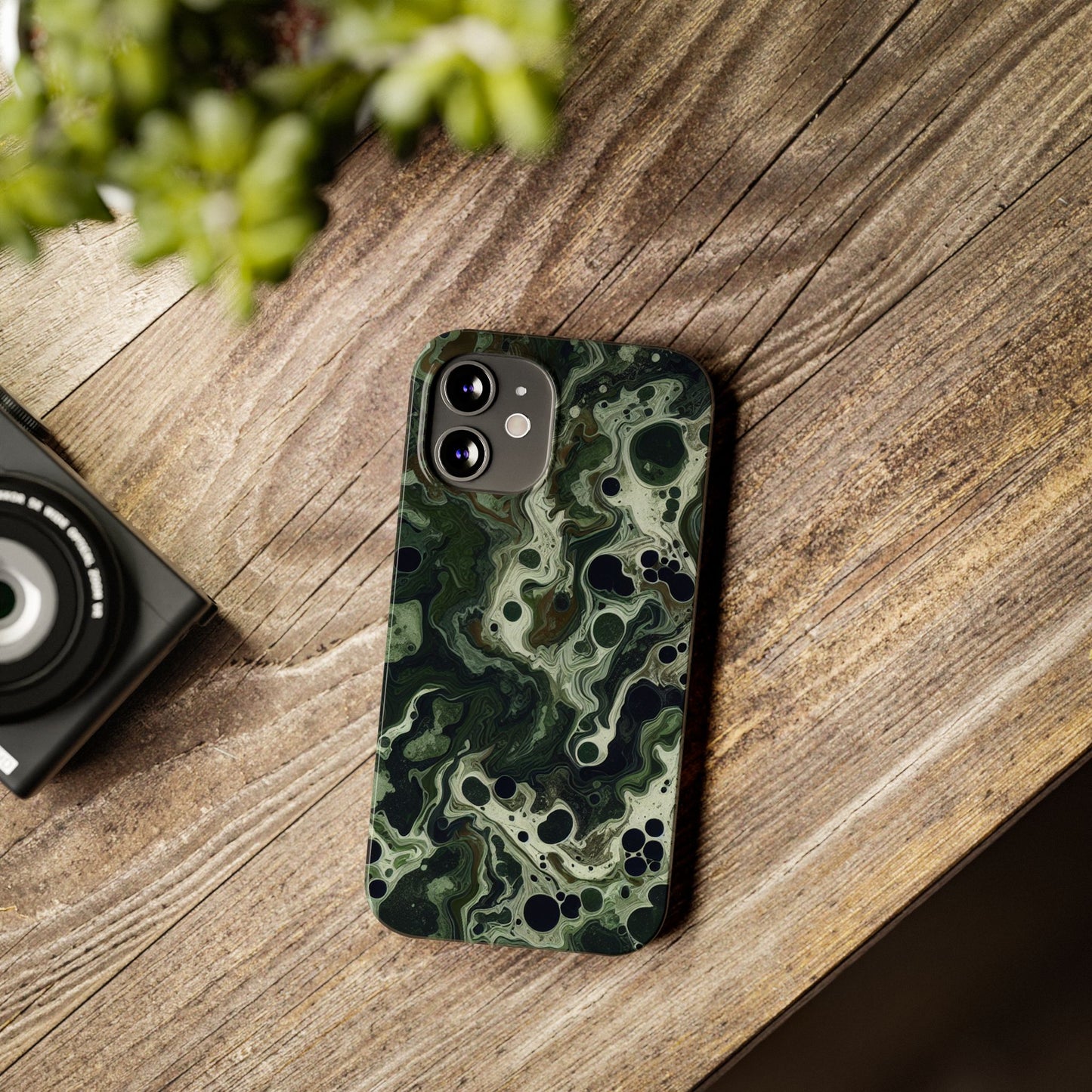 Marbled Green Slim Phone Case - Stylish Protection for Nature Lovers