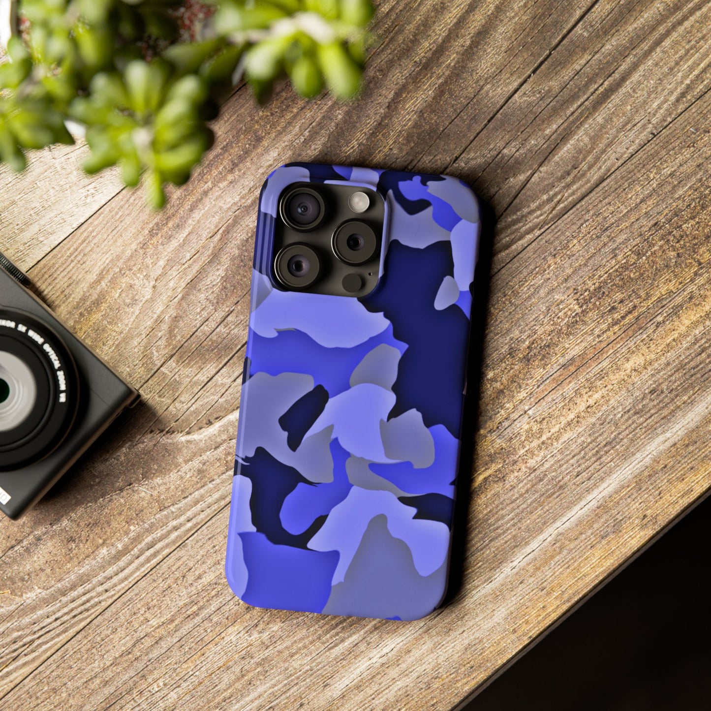 Stylish Slim Phone Case - Blue Abstract Camo Design for Trendsetters